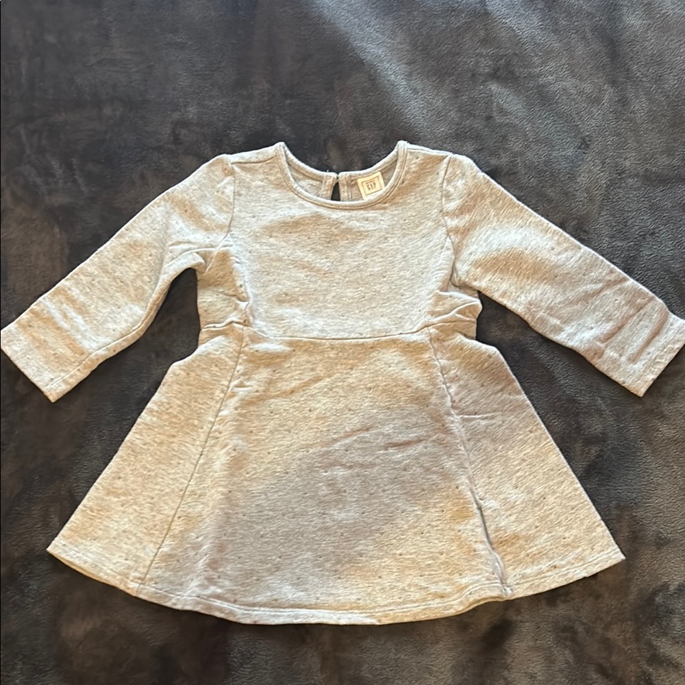 GAP Gray and Gold Pleated A-Line Dress, 18-24 months